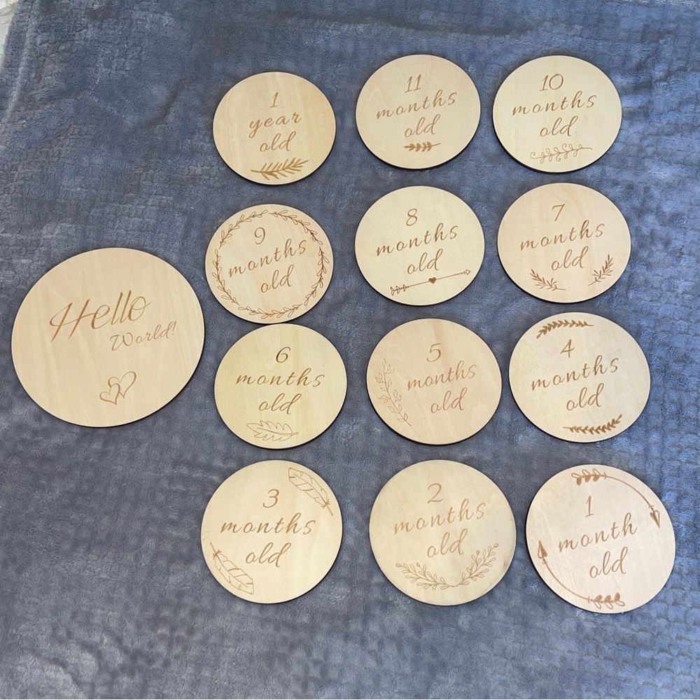 Daul sided milestone disc to capture baby first year. newborn-1year